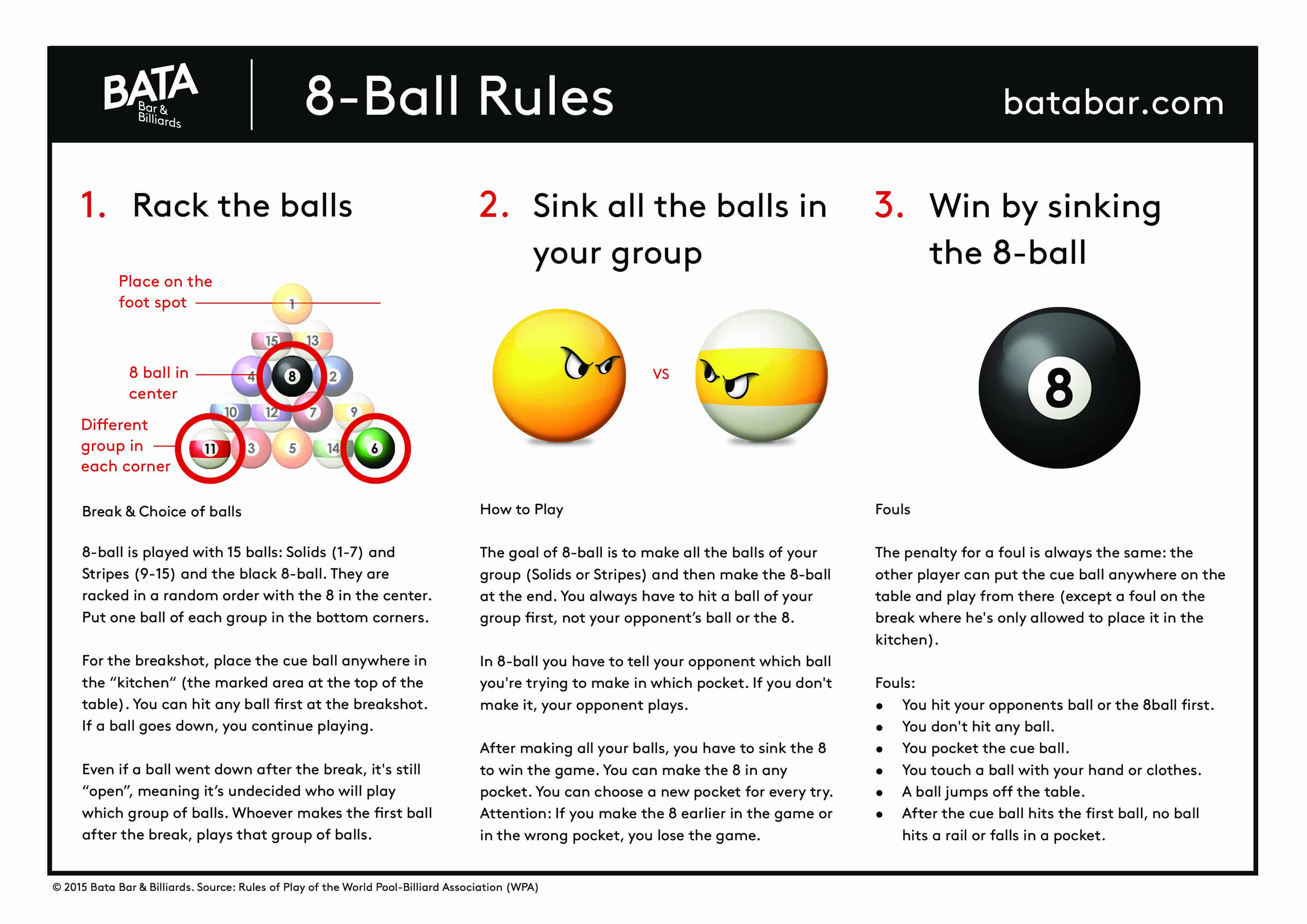 Rules for 8-Ball and 9-Ball pool billiards - Bata Bar & Billiards